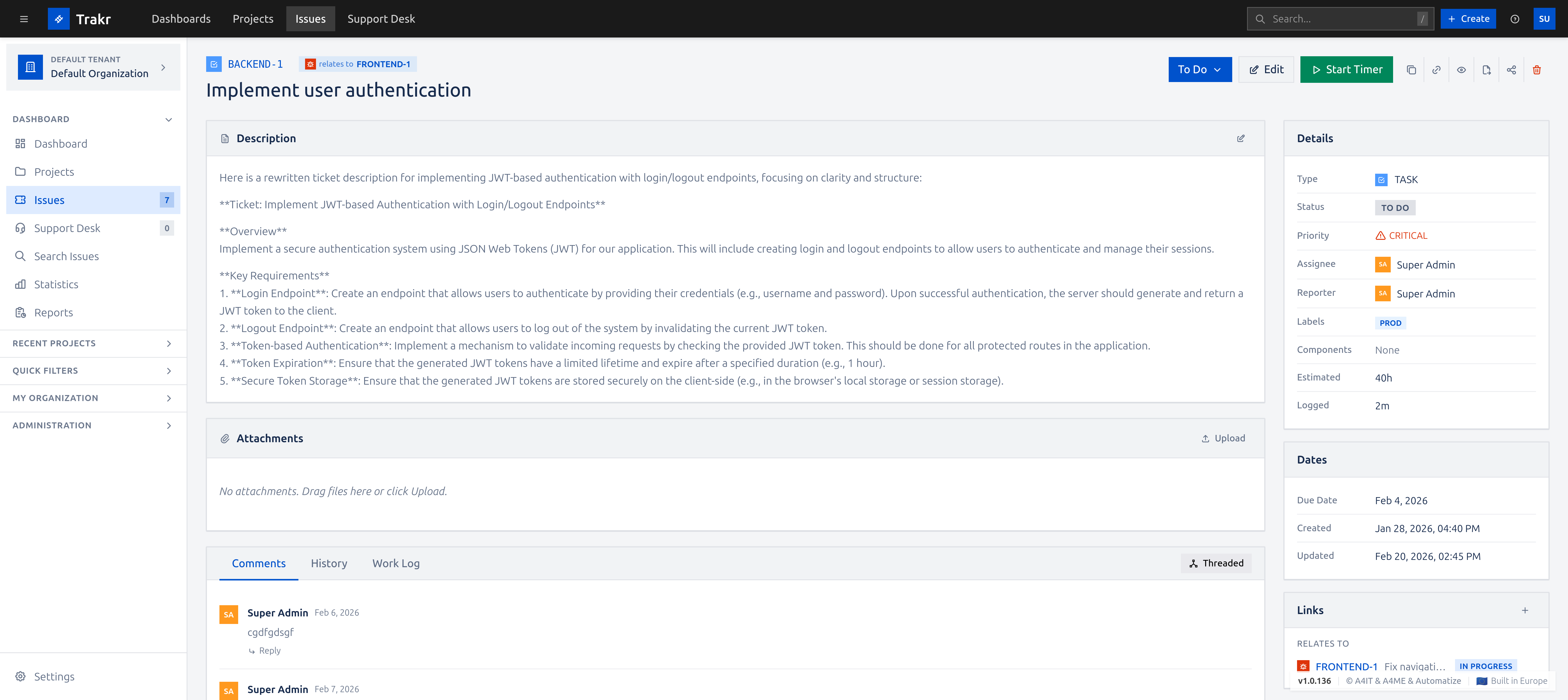 Trakr public helpdesk portal with branded ticket submission and guest access
